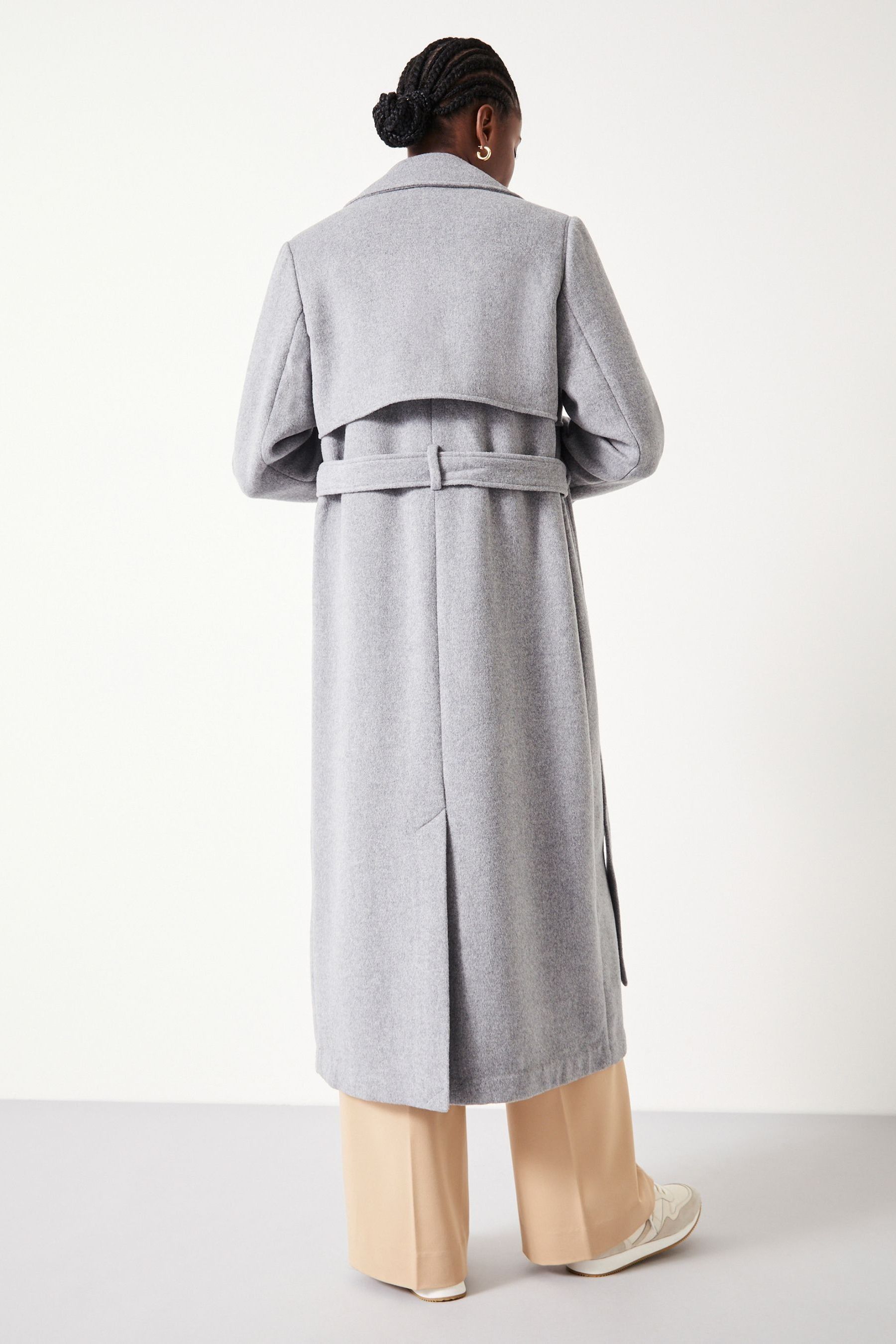 Buy Hush Grey Wool Belted Trench Coat from Next Luxembourg