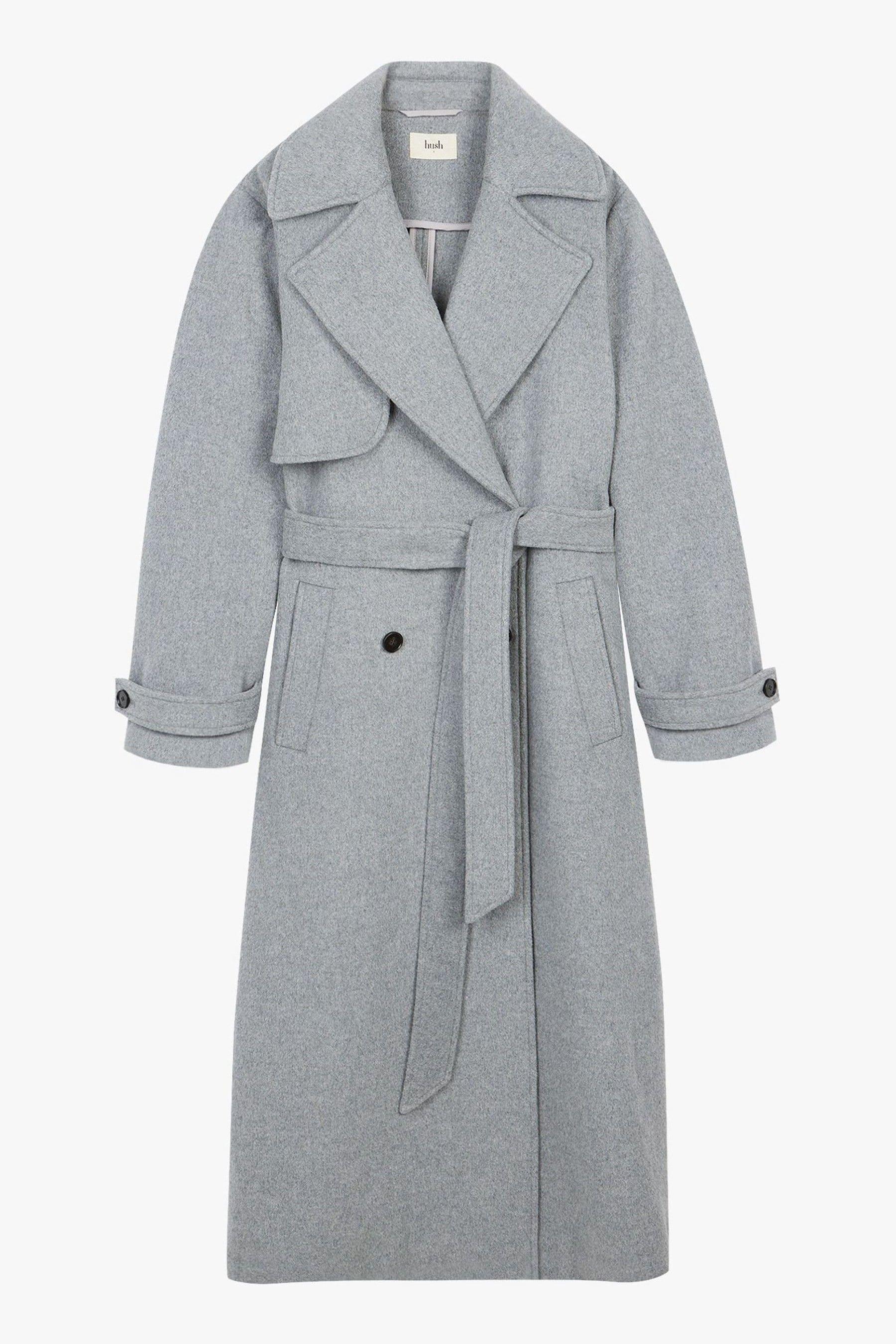 Buy Hush Grey Wool Belted Trench Coat from Next Luxembourg