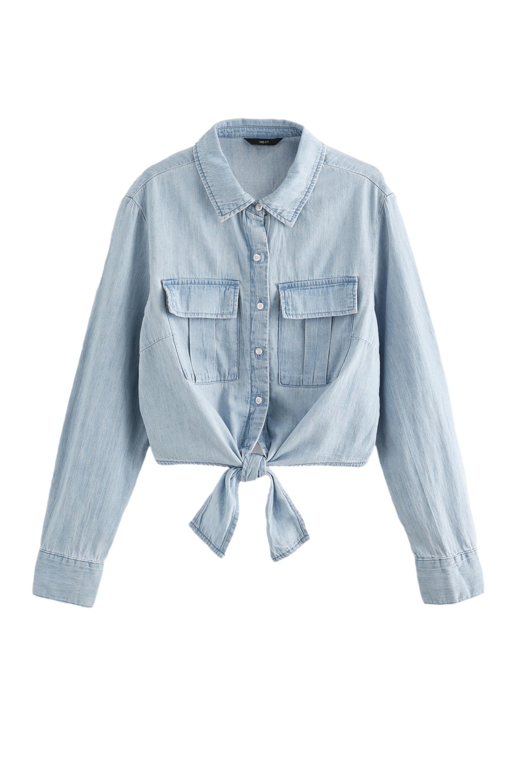 Denim shirt tie front shop