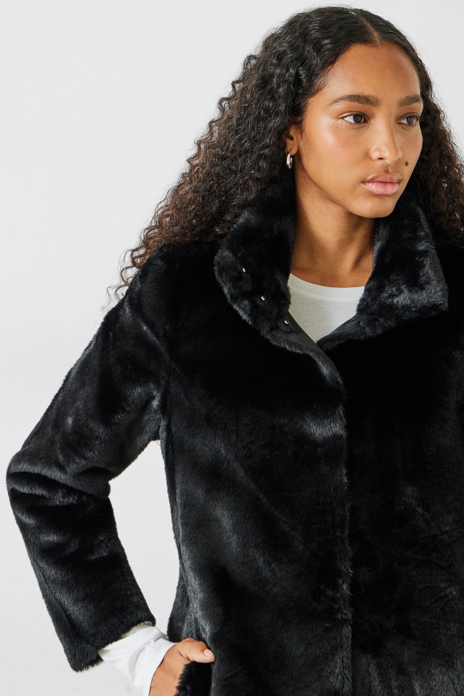 Buy Hush Black Ella Faux Fur Coat from Next Luxembourg