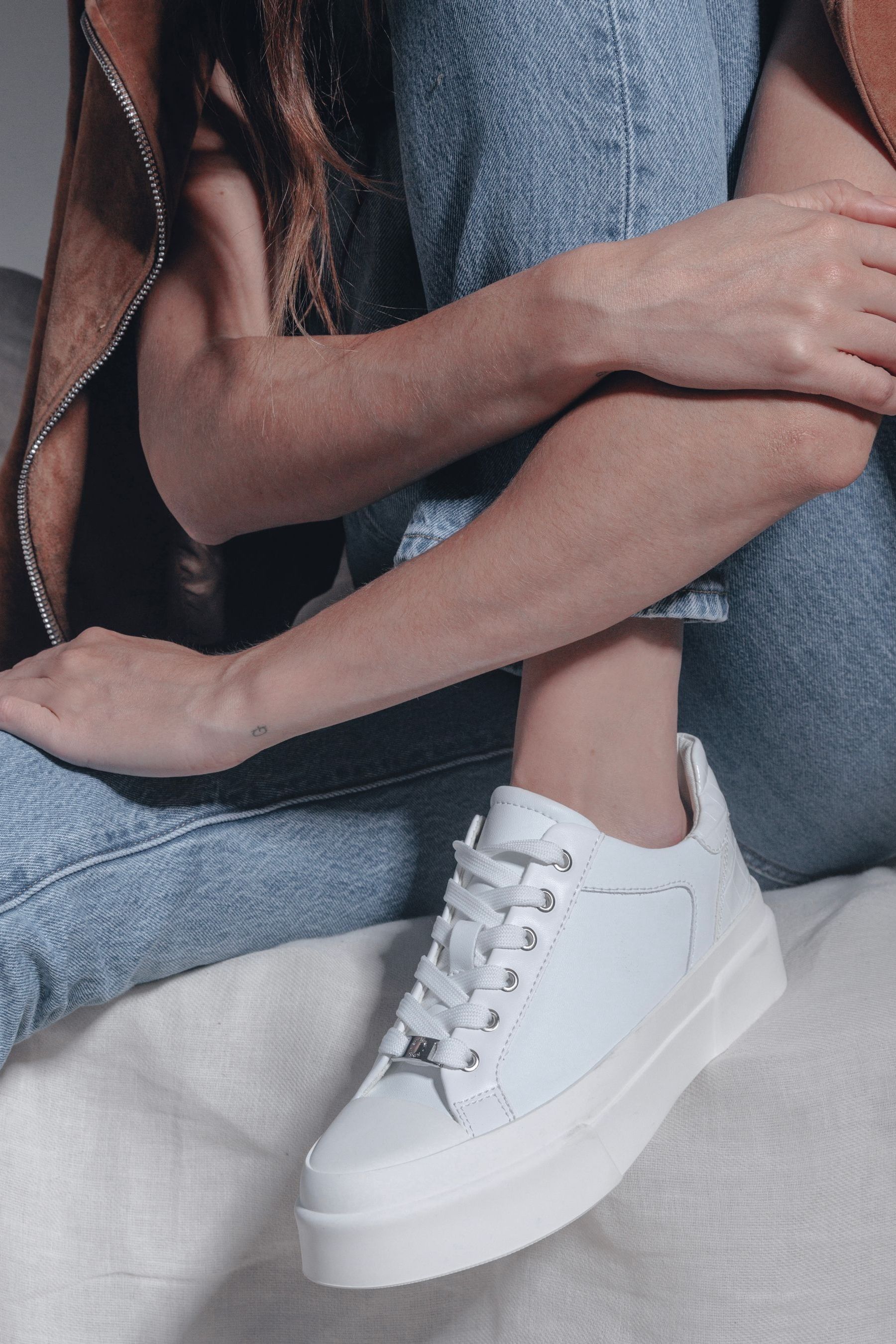 Moda in pelle white trainers cheap