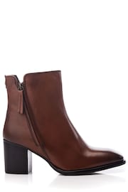 Moda in Pelle Lakayla Block Heel Ankle Brown Boots With Decorative Outside Zip - Image 1 of 4