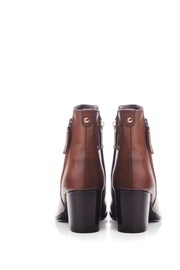 Moda in Pelle Lakayla Block Heel Ankle Brown Boots With Decorative Outside Zip - Image 3 of 4