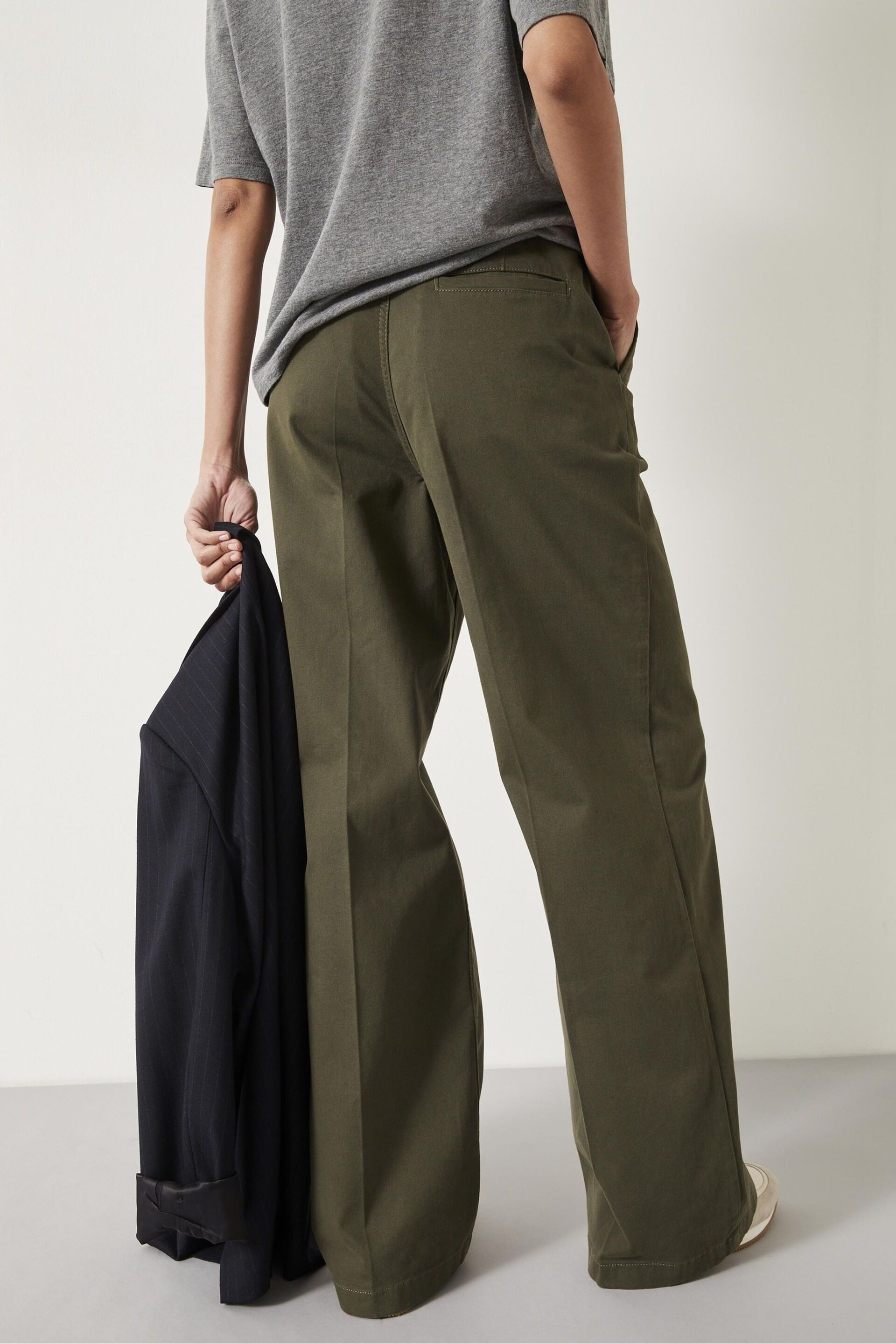 Hush Green Camille Flat Front Cotton Trousers - Image 2 of 5