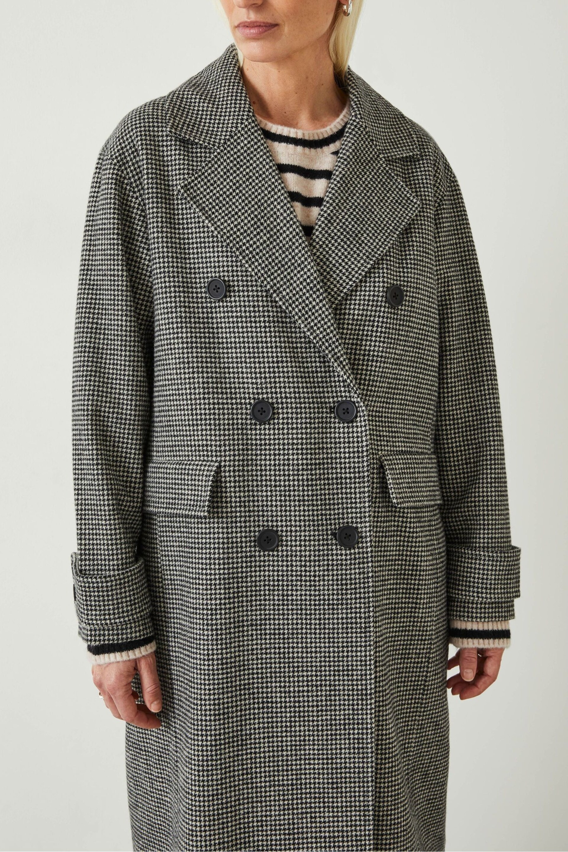 Hush Black Rose Check Double Breasted Coat - Image 5 of 6