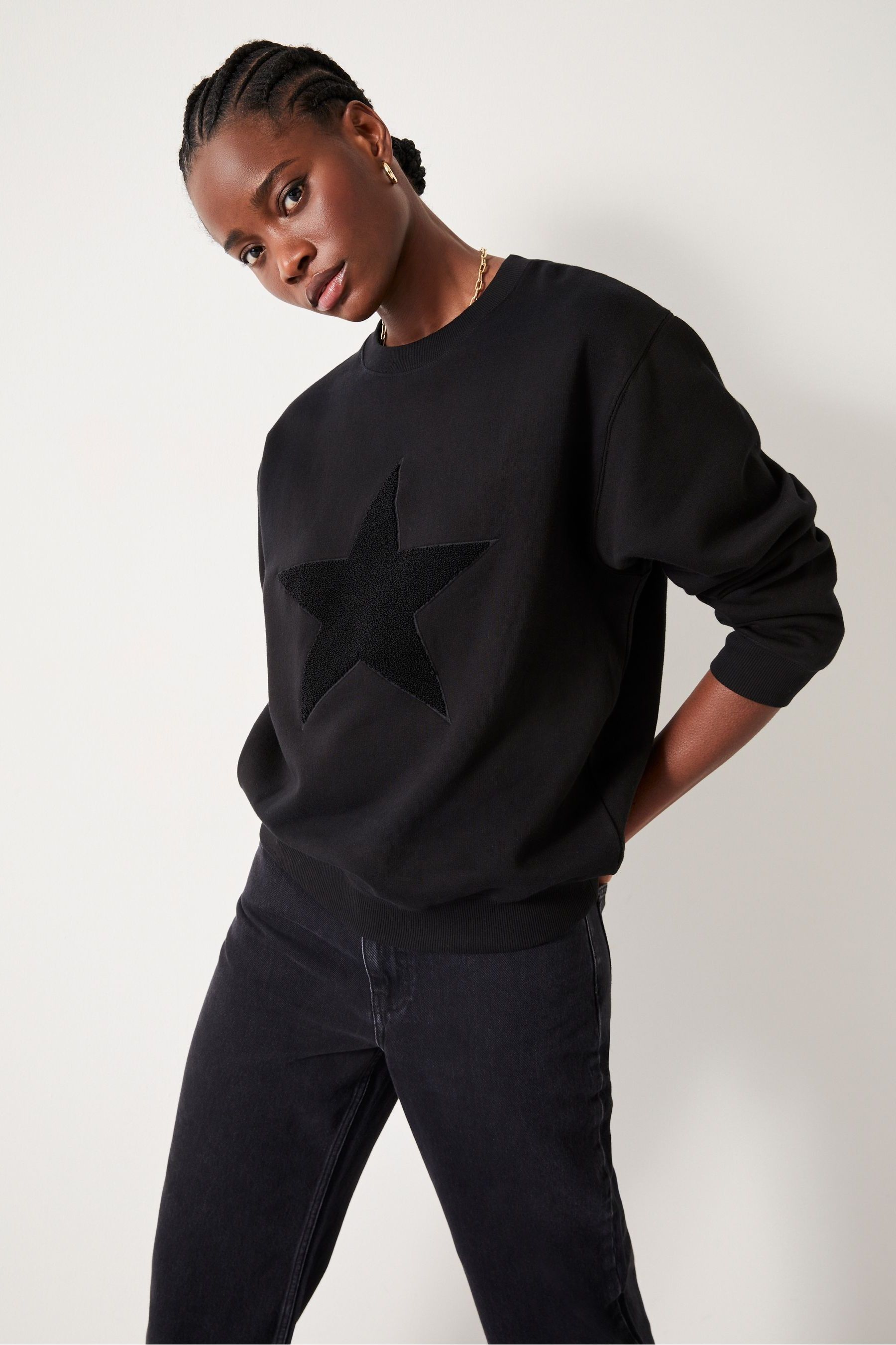 Buy Hush Black Simran Star Texture Sweatshirt from Next Luxembourg