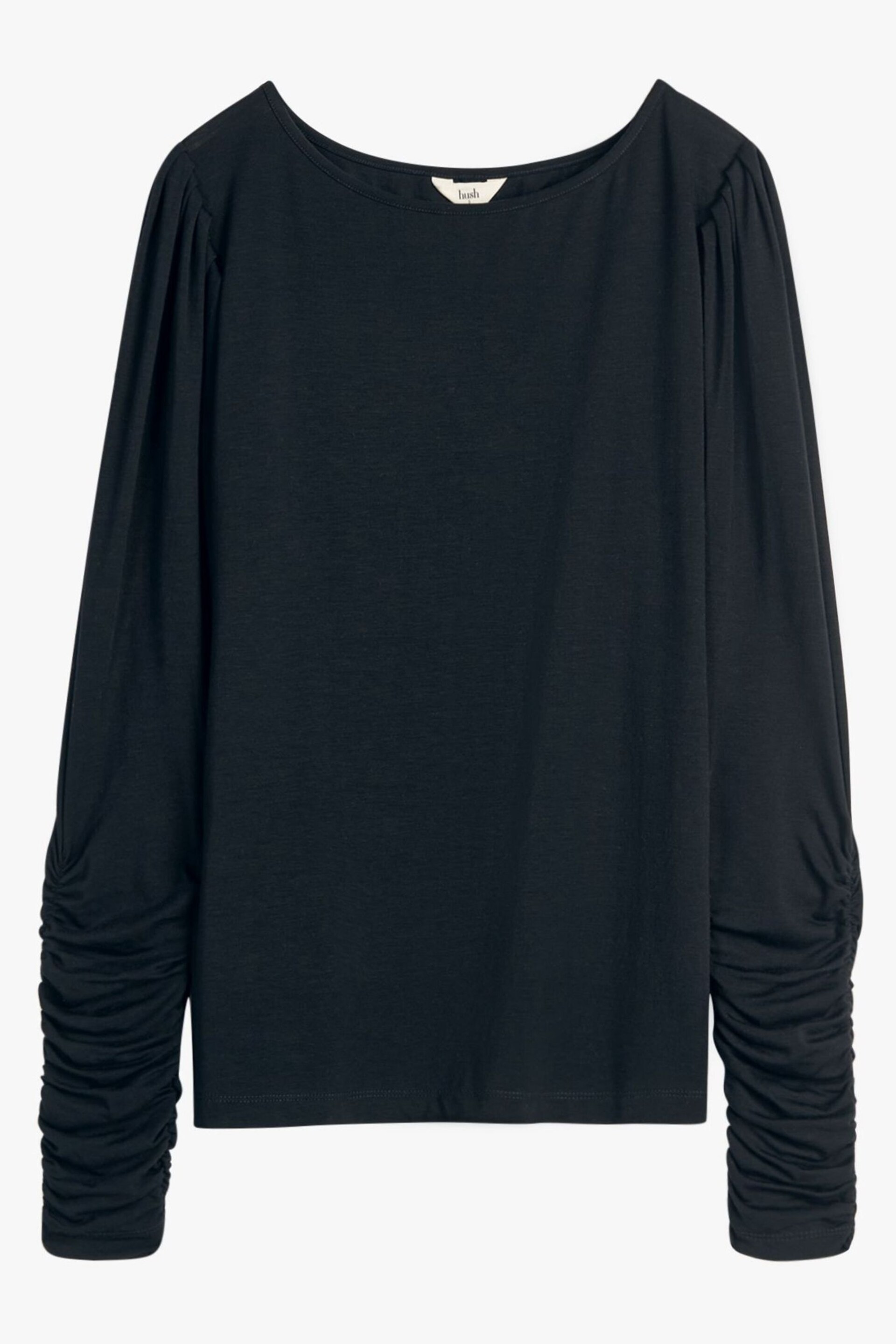 Hush Black Charlotte Ruched Sleeve Jersey Top - Image 5 of 5