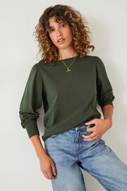 Hush Green Emily Puff Sleeve Jersey Top - Image 3 of 5