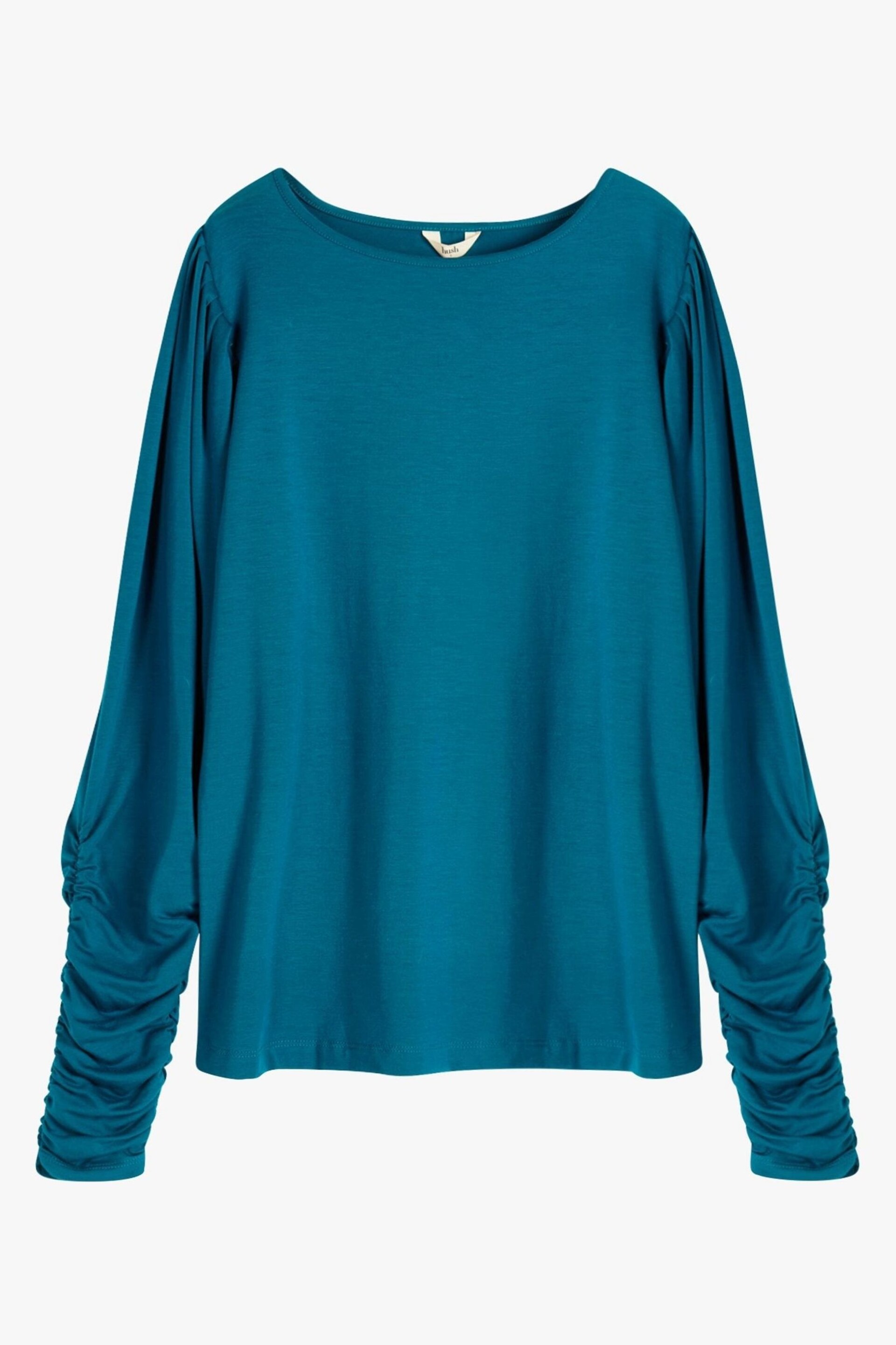 Hush Blue Charlotte Ruched Sleeve Jersey Top - Image 5 of 5