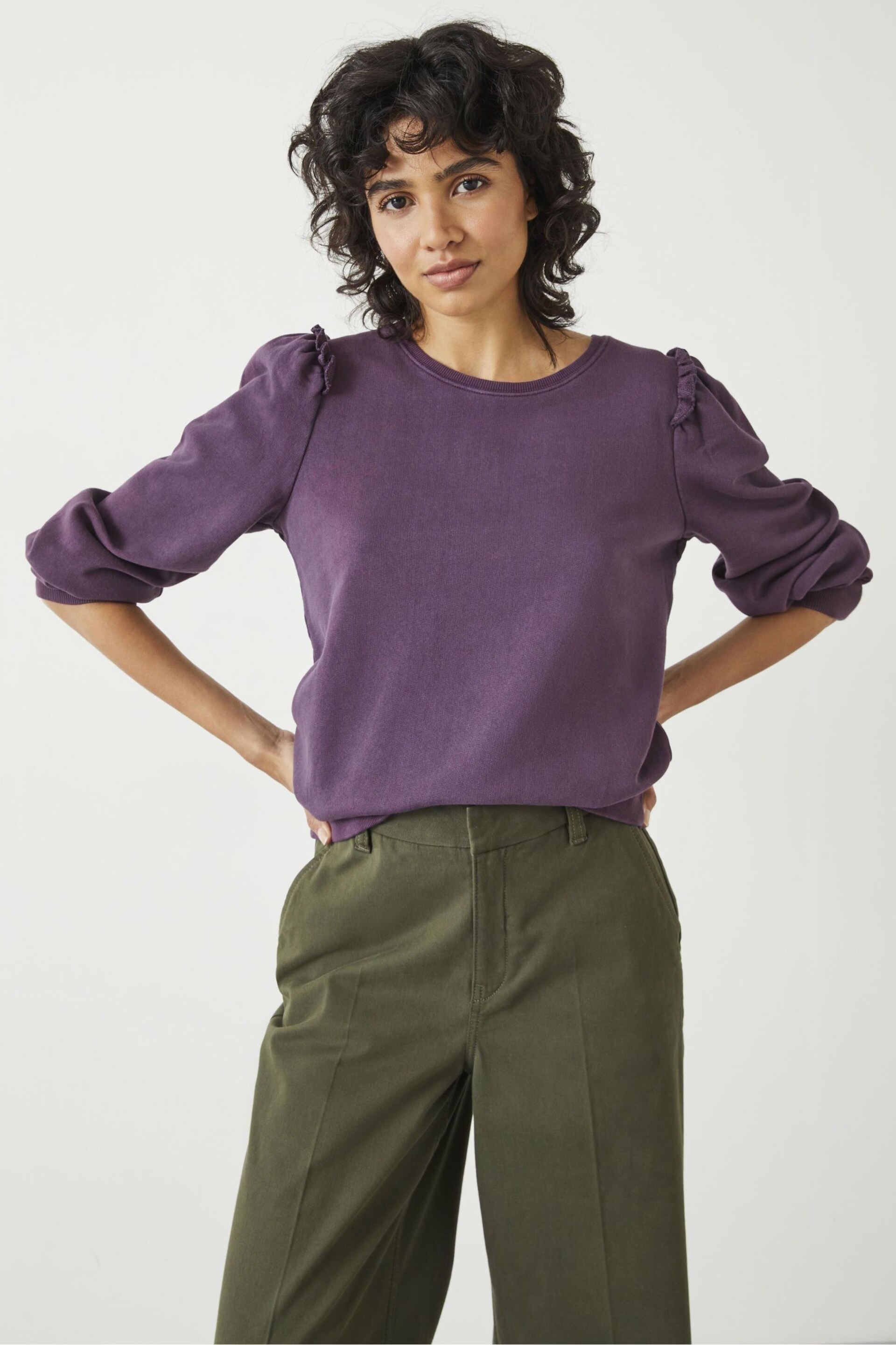 Hush Purple Emilia Ruffle Purple Sweatshirt - Image 1 of 5