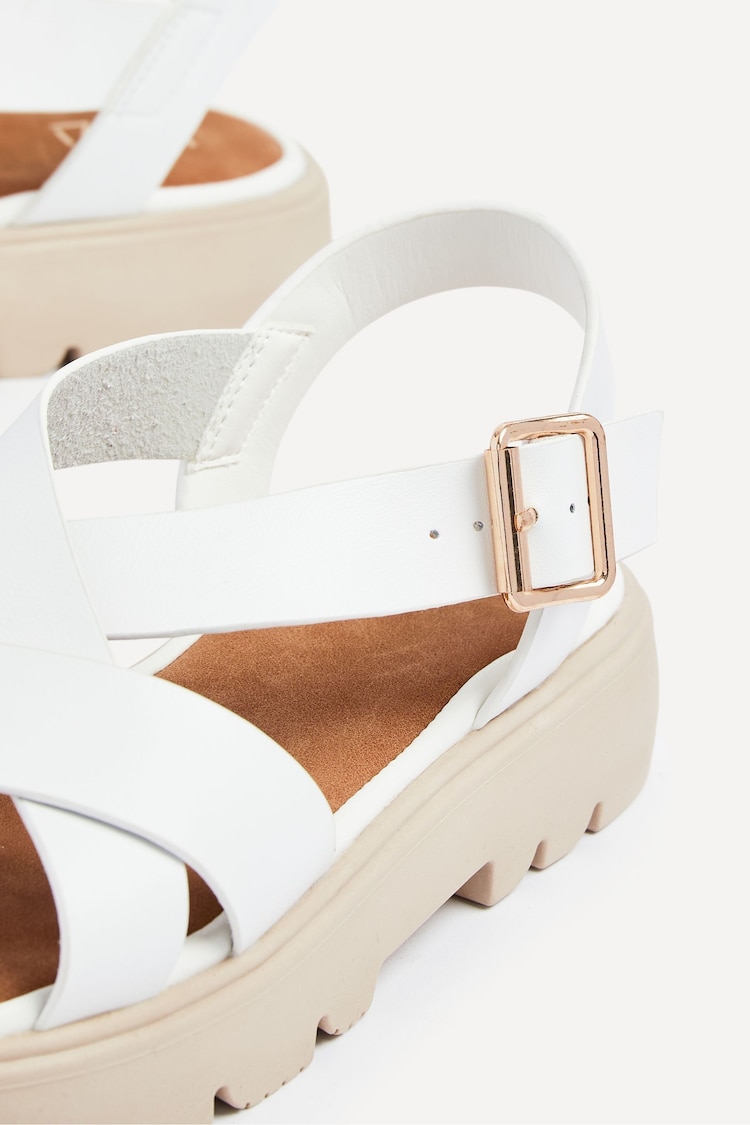 Linzi White Blake Chunky Sandals With Crossover Front Straps - Image 5 of 5