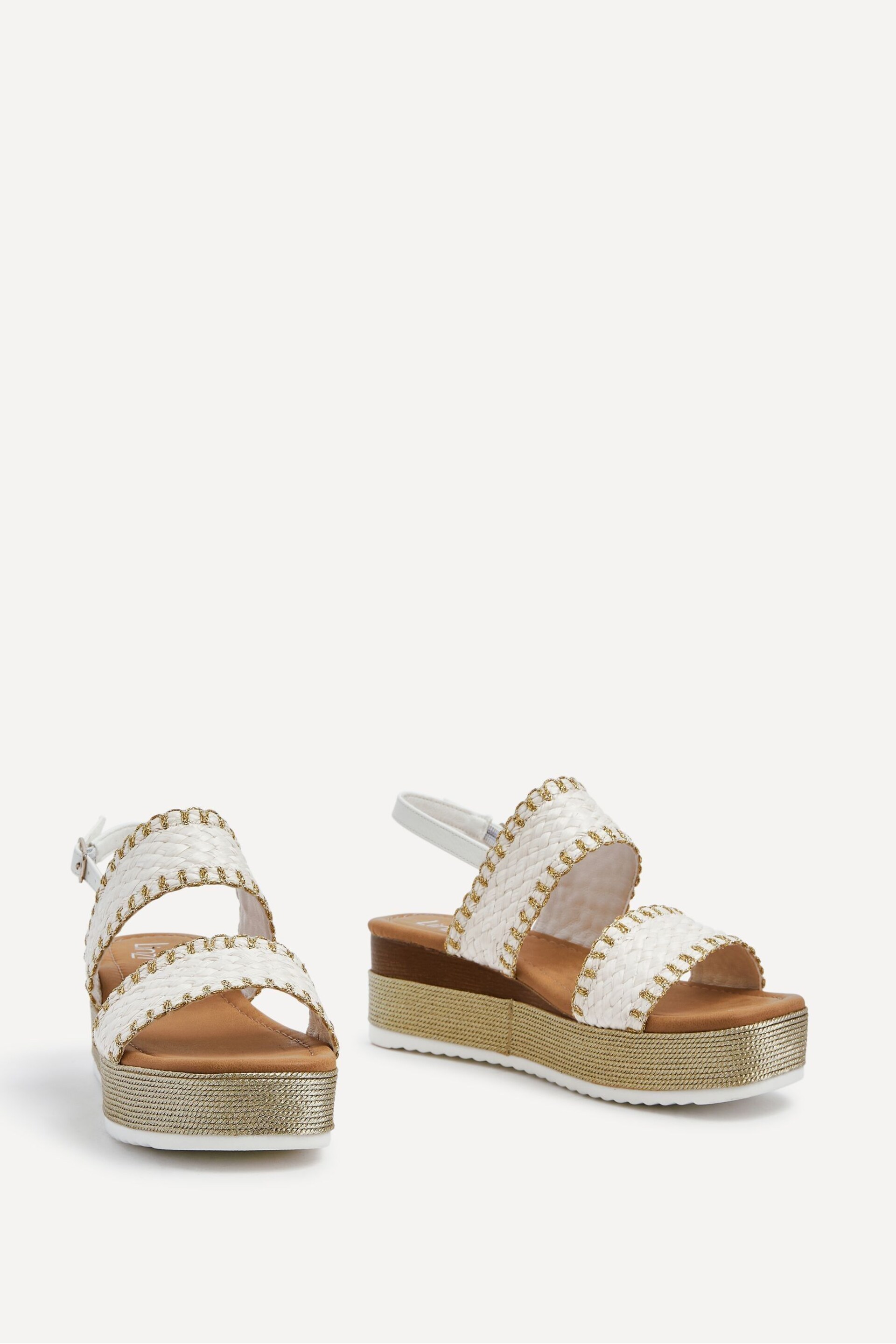 Linzi White Willow Two Strap Espadrille Inspired Platform Wedges - Image 3 of 5