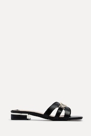Linzi Black Gallery Low Heeled Sandals With Gold Trim - Image 2 of 3
