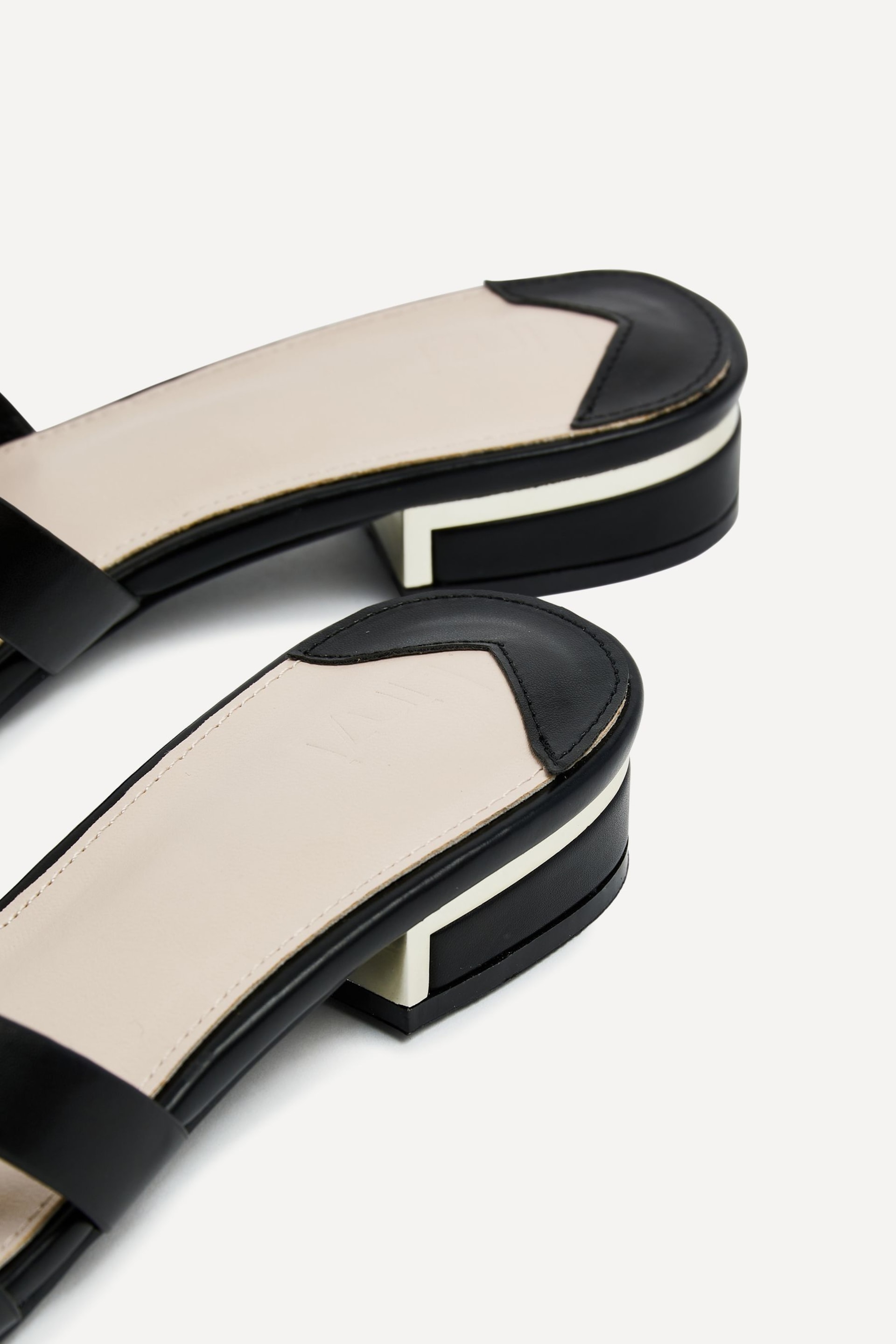 Linzi Black Gallery Low Heeled Sandals With Gold Trim - Image 3 of 3