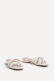 Linzi White Gallery Low Heeled Sandals With Gold Trim - Image 3 of 5