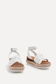 Linzi White Evie Cut Out Woven Espadrille Inspired Platform Wedges - Image 3 of 5