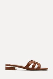 Linzi Brown Gallery Low Heeled Sandals With Gold Trim - Image 2 of 5