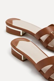 Linzi Brown Gallery Low Heeled Sandals With Gold Trim - Image 5 of 5