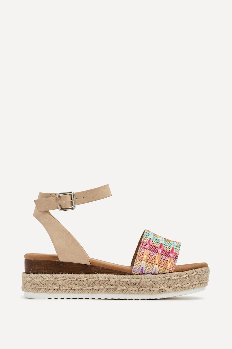 Linzi Pink Anya Two Part Espadrille Inspired Platform Wedges - Image 2 of 5