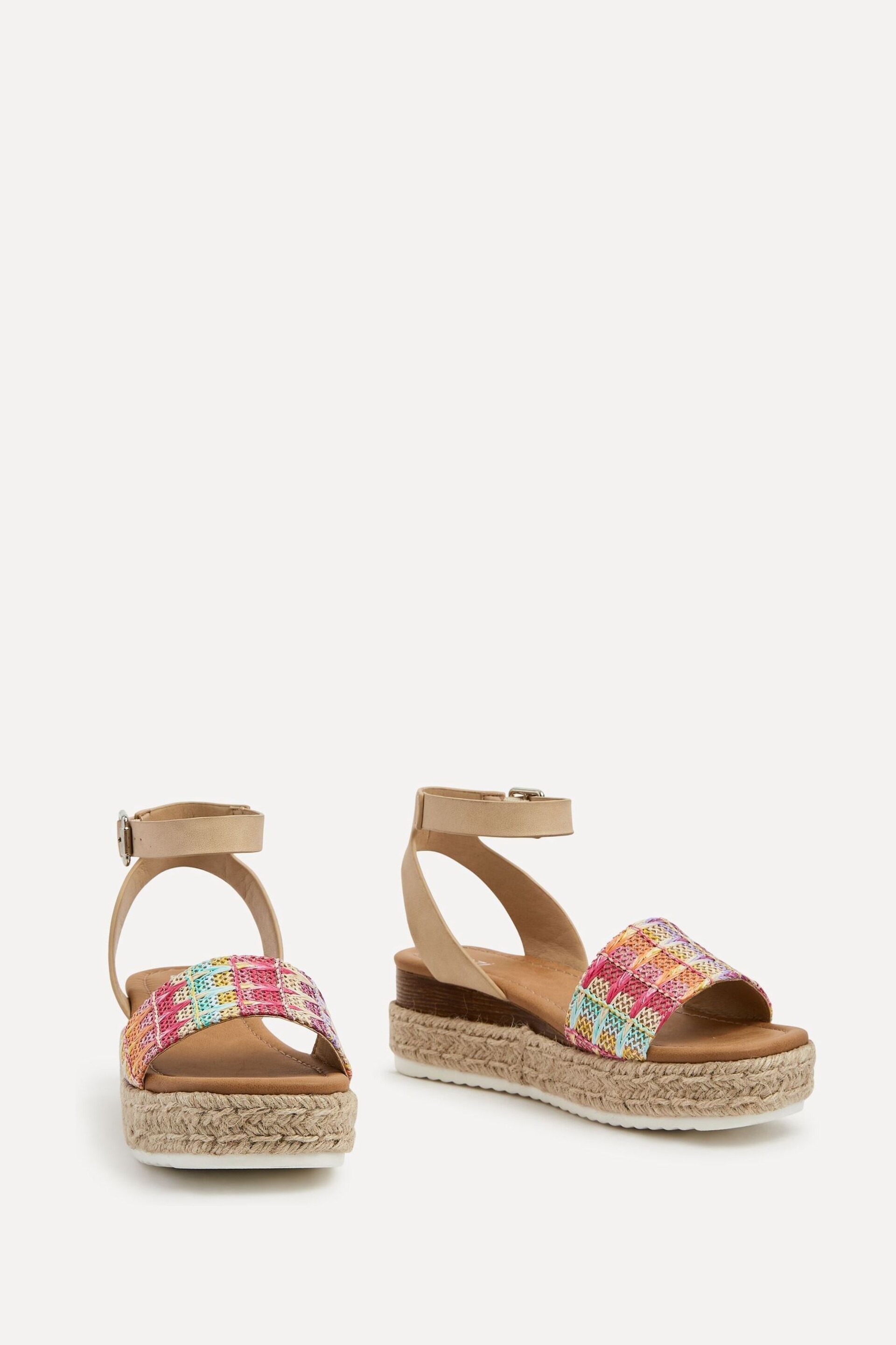 Linzi Pink Anya Two Part Espadrille Inspired Platform Wedges - Image 3 of 5