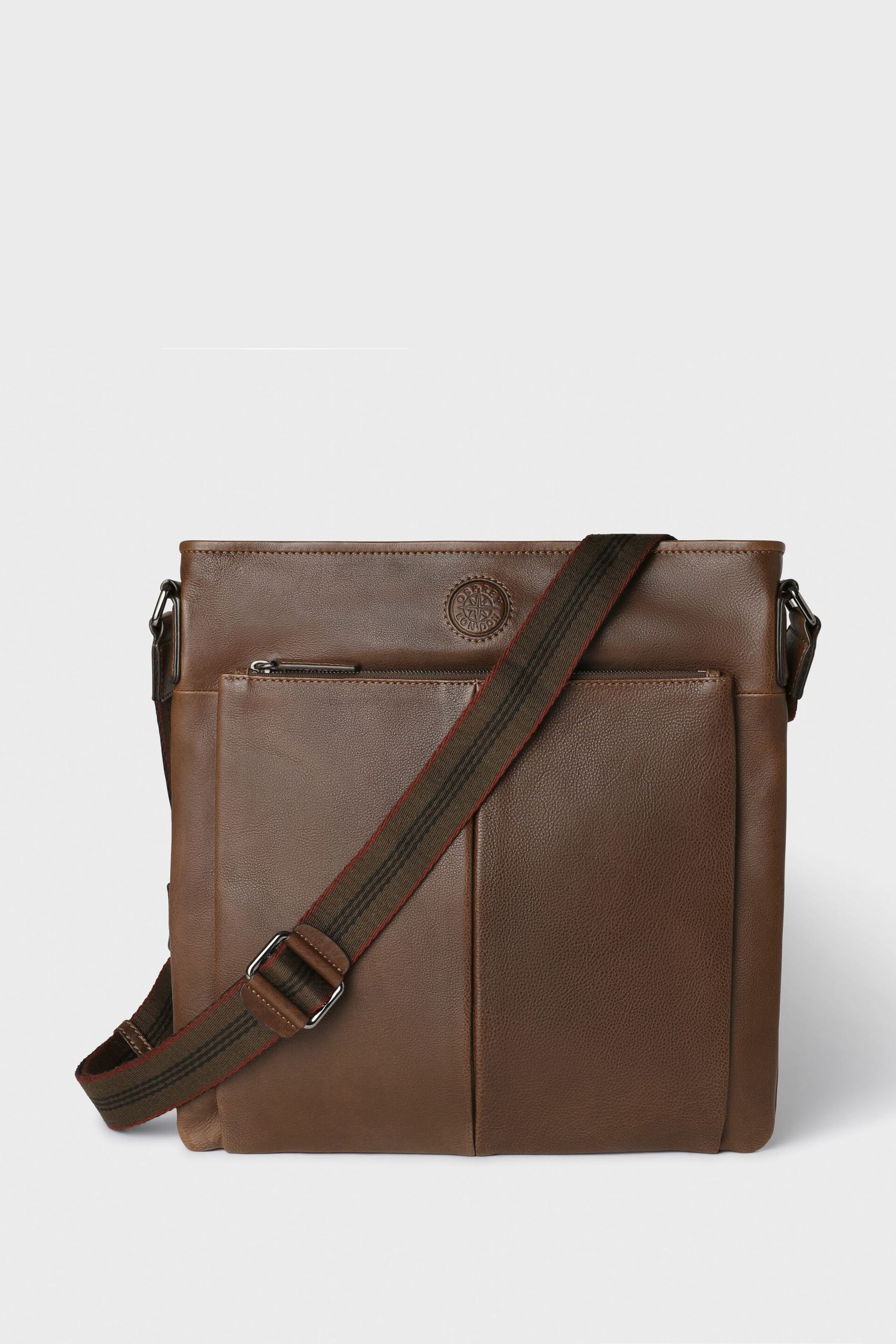 Osprey London The Compass Leather Cross-Body Brown Bag - Image 1 of 5