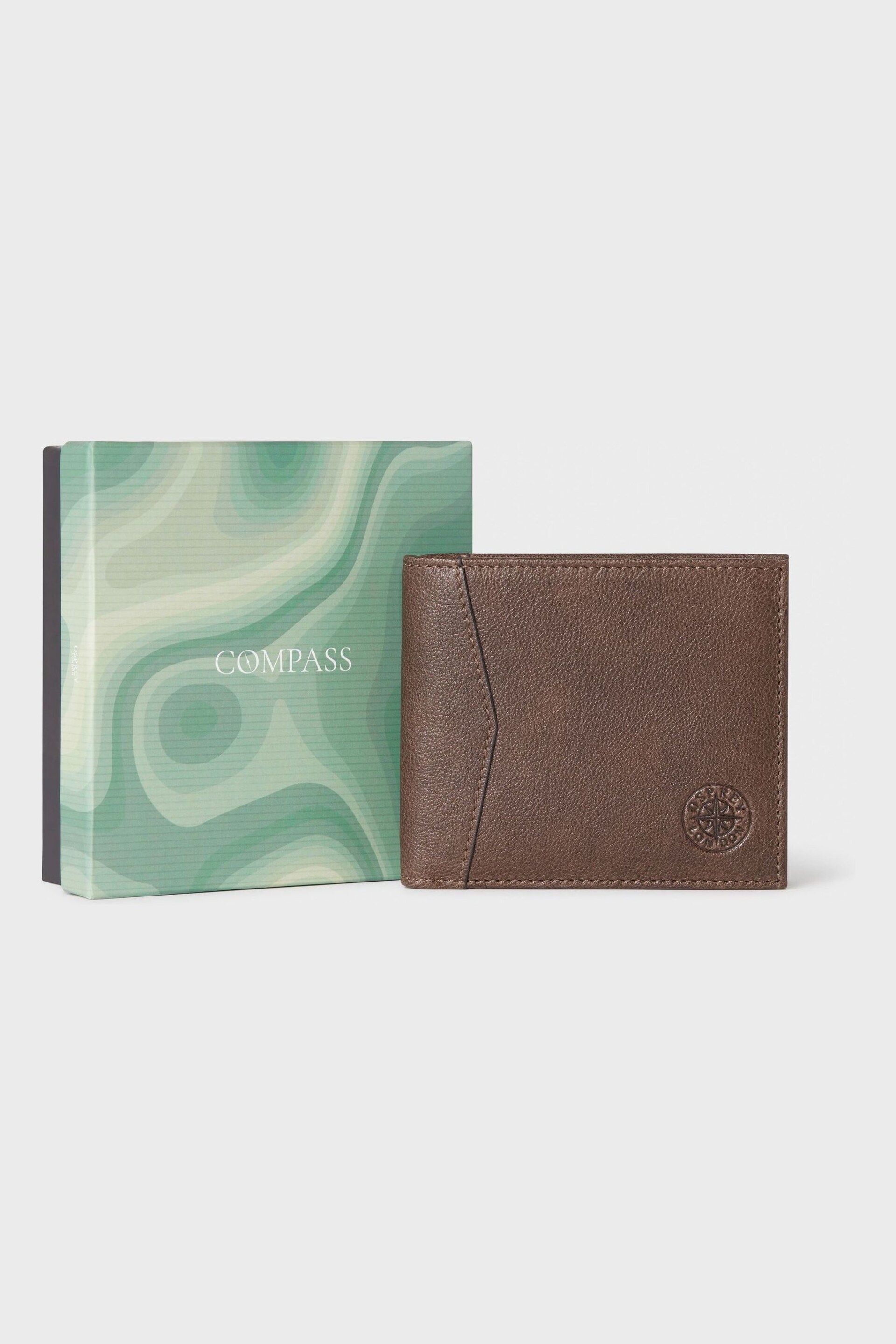 Osprey London The Compass Leather Card Brown Wallet - Image 1 of 5