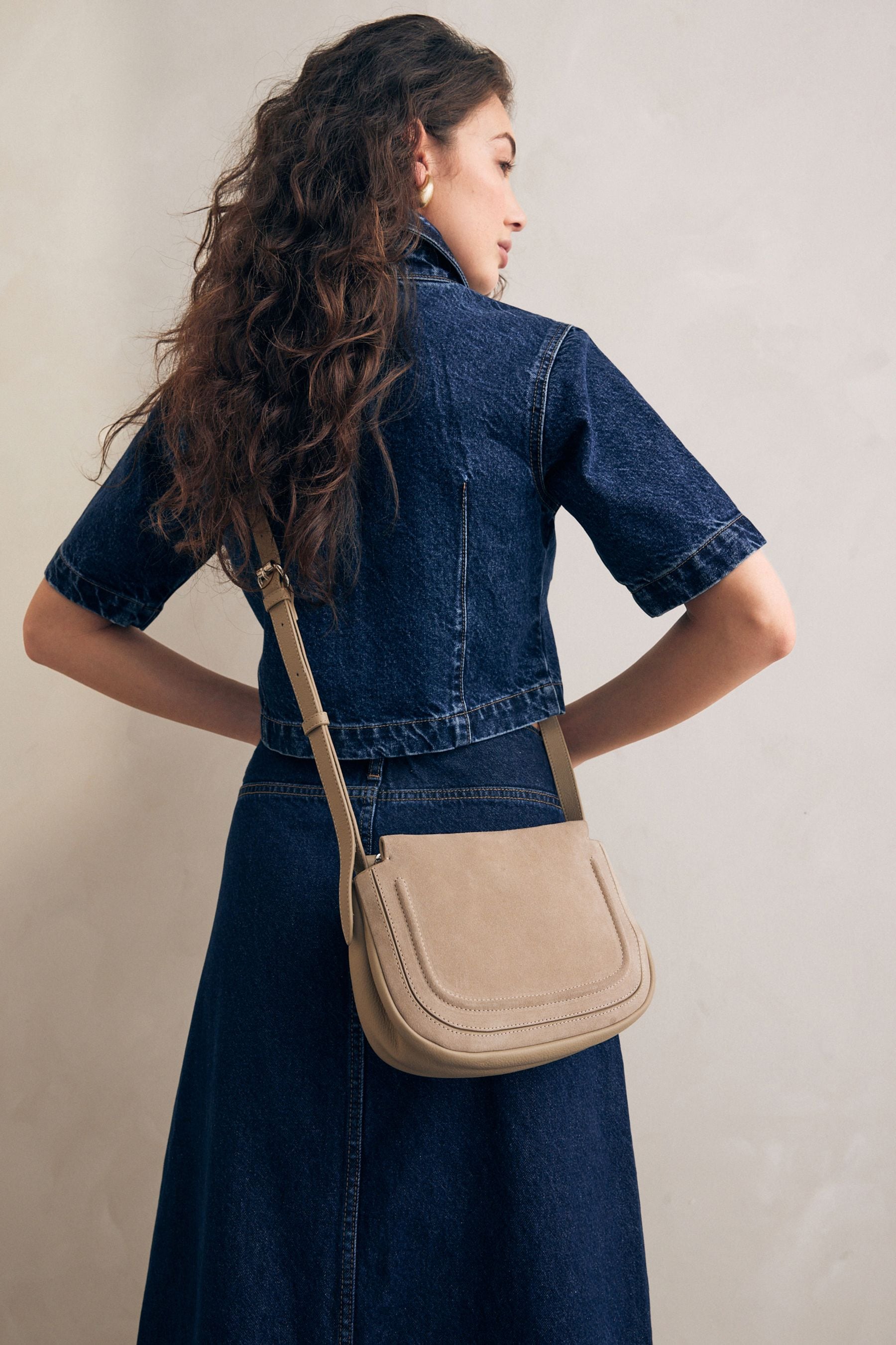 Buy Bone Leather Suede Saddle Bag from Next Germany