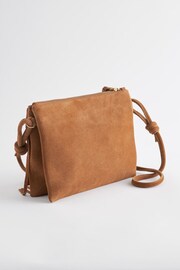Tan Brown Leather Fringe Western Cross-Body Bag - Image 7 of 10