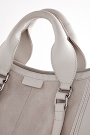 Bone Cream Leather Handheld Grab Bag - Image 9 of 11