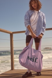 self. Pink Stripe Shopper Bag - Image 2 of 9