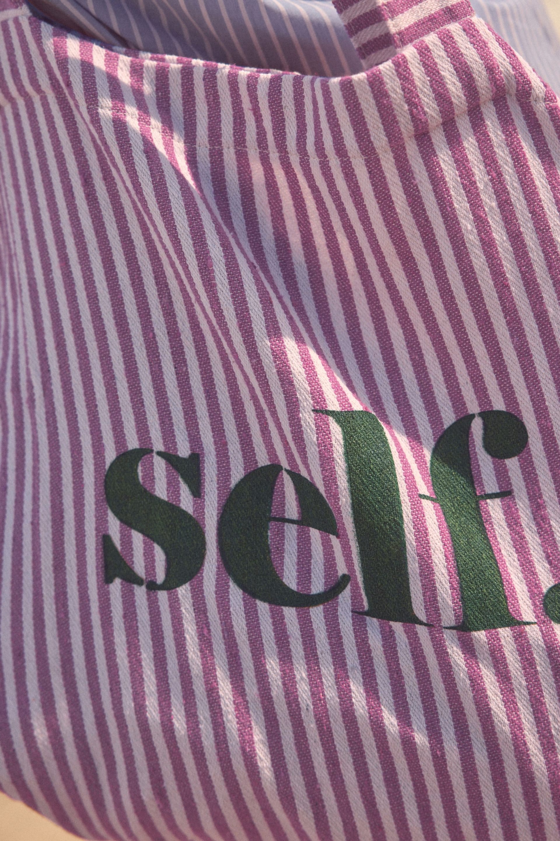 self. Pink Stripe Shopper Bag - Image 4 of 9