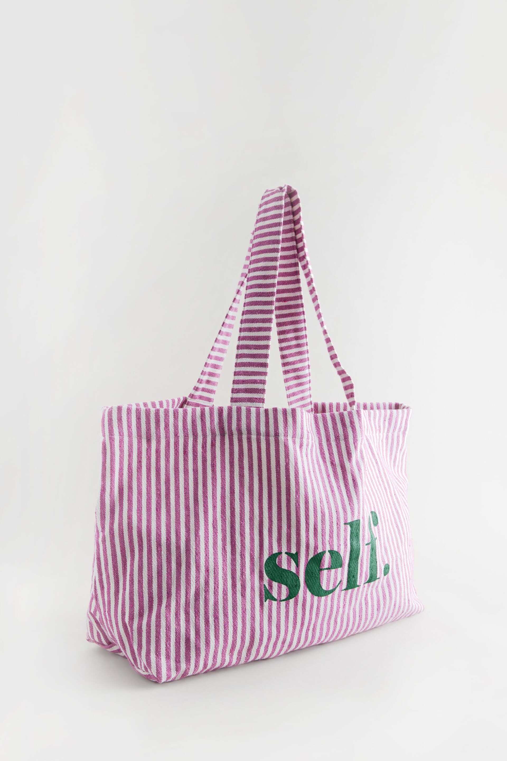 self. Pink Stripe Shopper Bag - Image 5 of 9