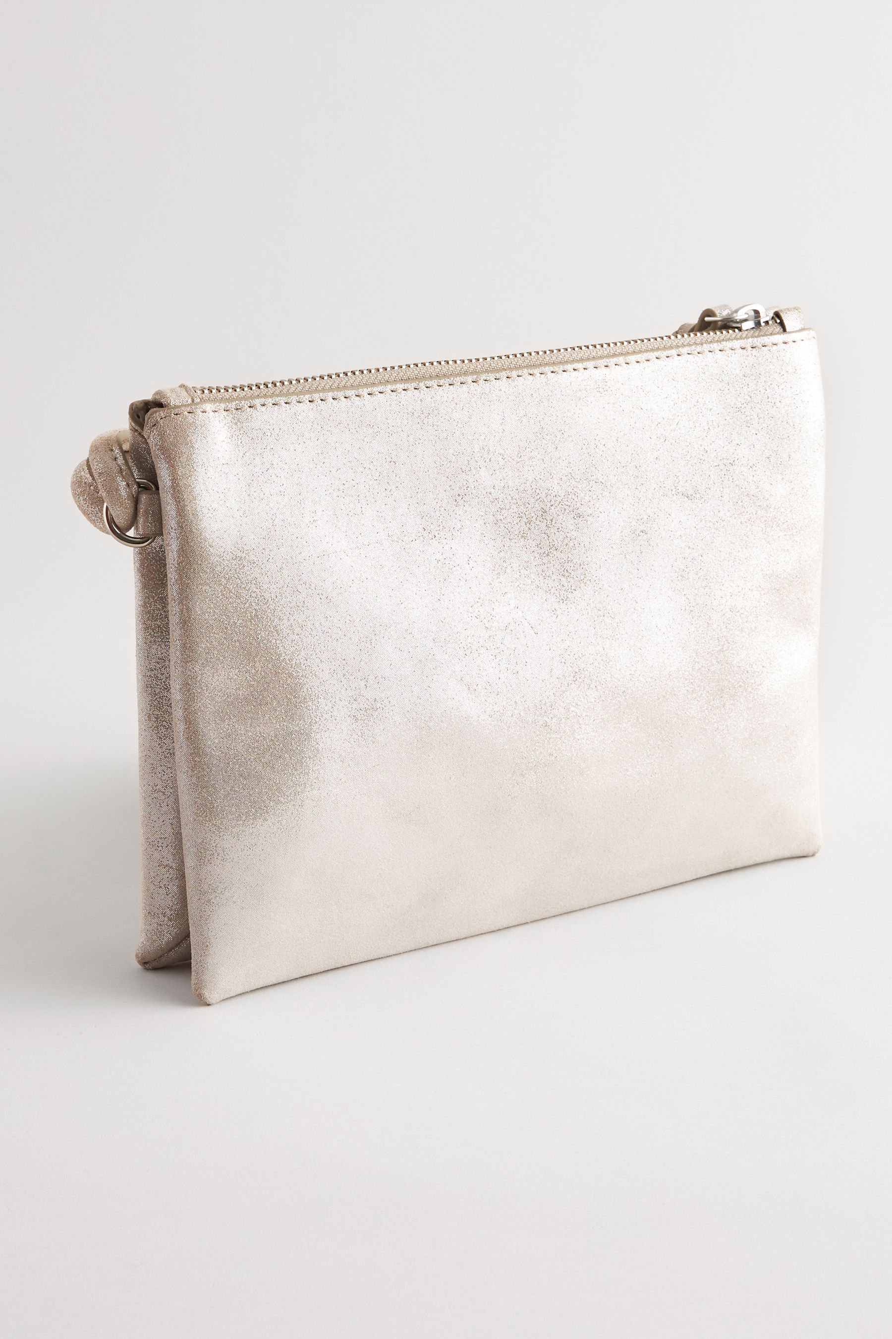 Silver Leather Cross Body Bag