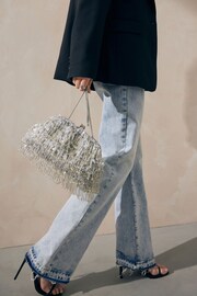 Silver Beaded Fringe Clutch Bag - Image 1 of 8