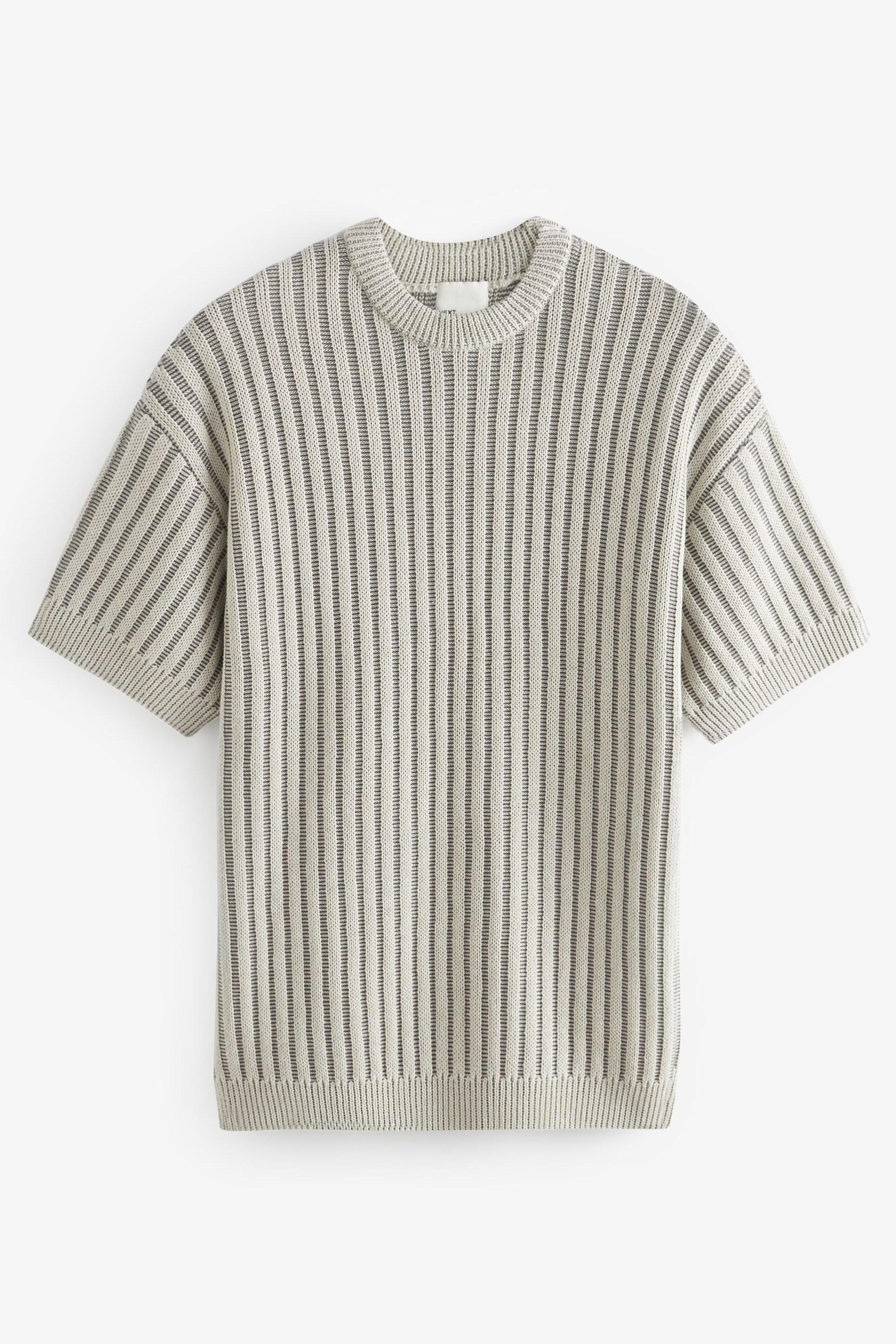 Grey EDIT Relaxed Short Sleeve Knitted Crew Jumper - Image 5 of 7