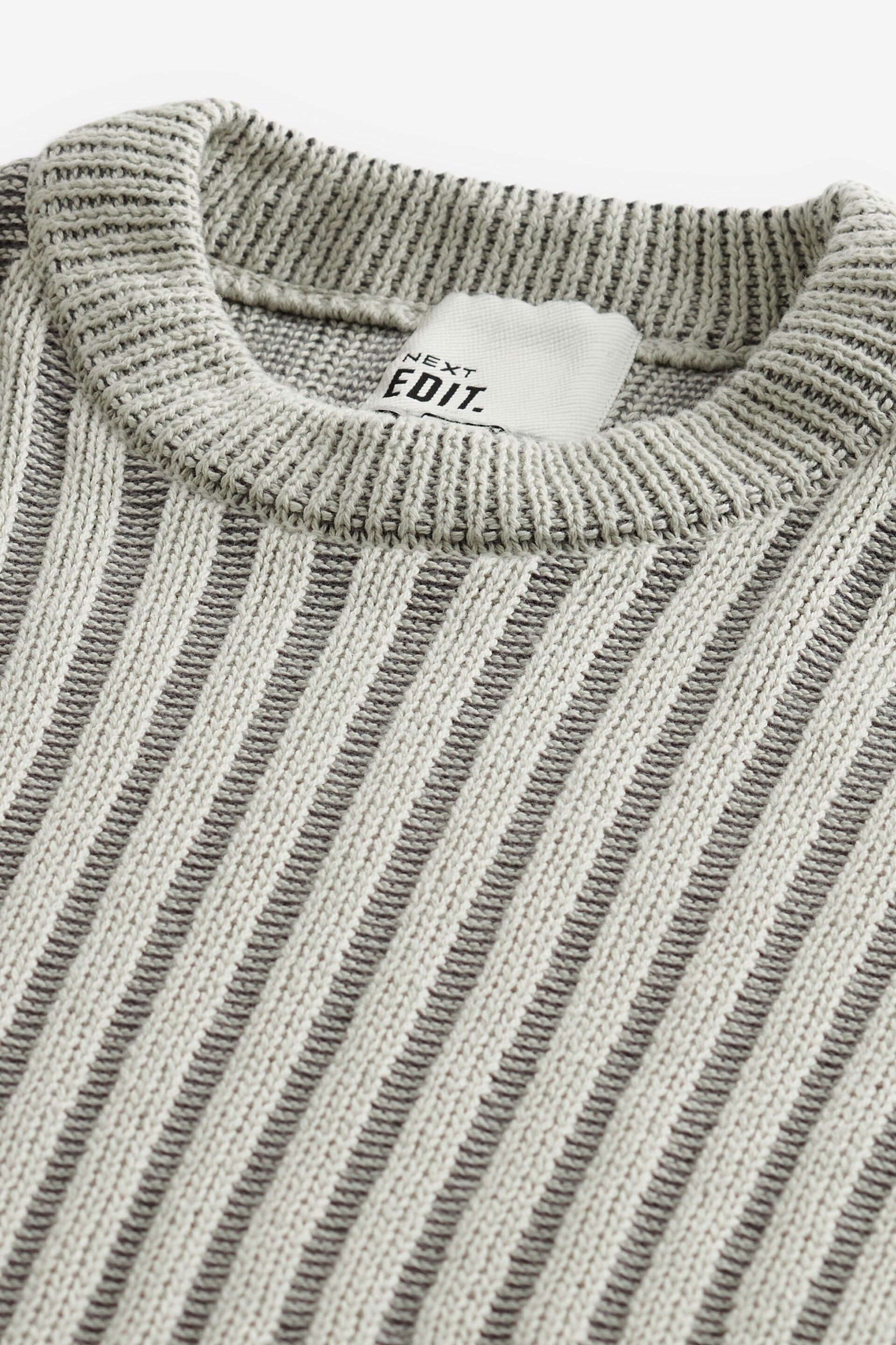 Grey EDIT Relaxed Short Sleeve Knitted Crew Jumper - Image 6 of 7