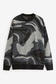 Black Relaxed EDIT Graphic Knitted Crew Sweater - Image 6 of 8
