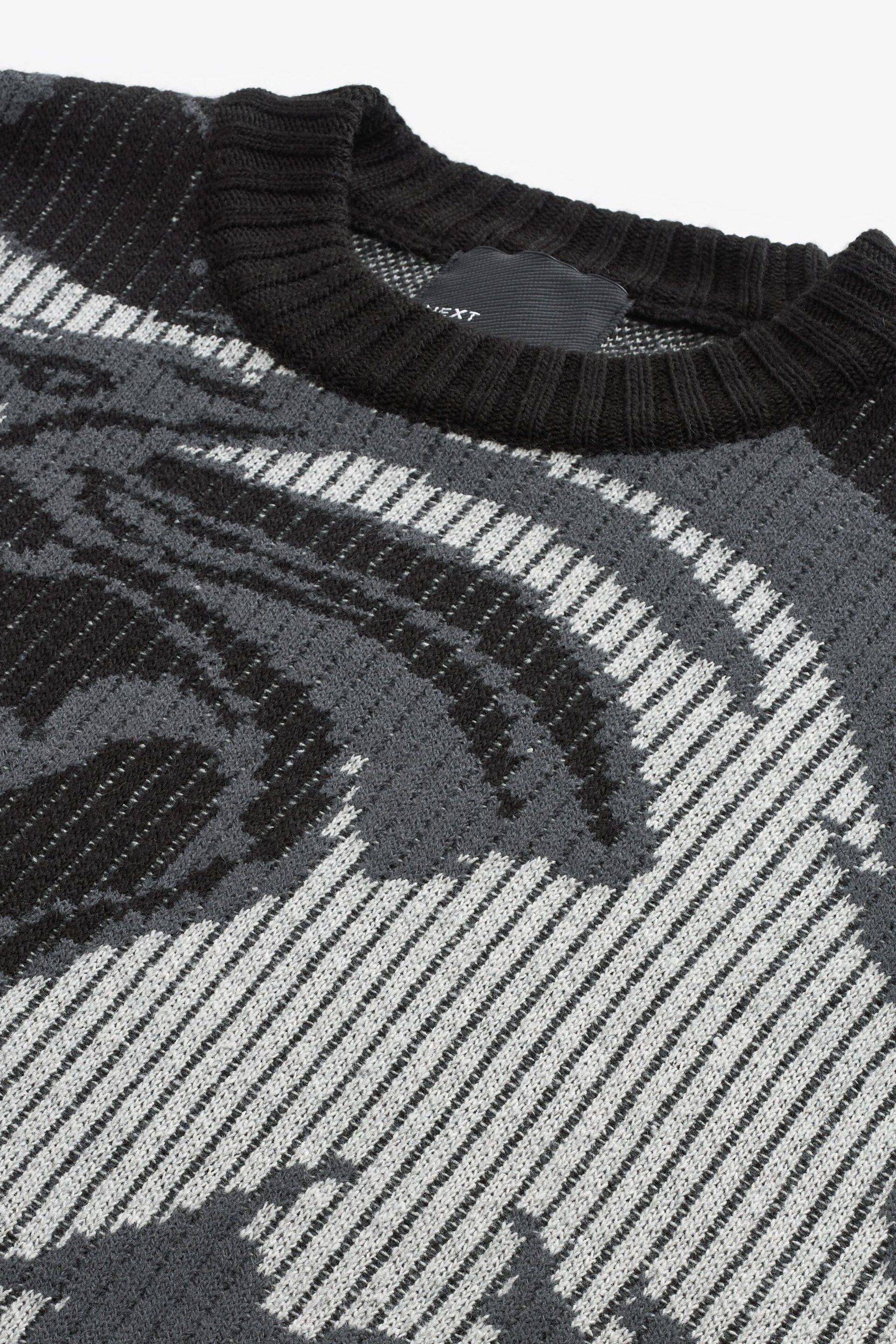 Black Relaxed EDIT Graphic Knitted Crew Sweater - Image 7 of 8