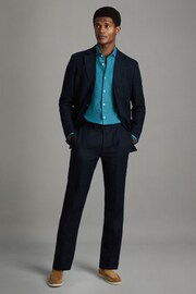 Reiss Teal Blue Ruban Linen Button-Through Shirt - Image 3 of 6