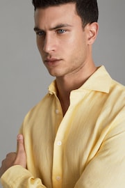 Reiss Melon Ruban Linen Button-Through Shirt - Image 4 of 6