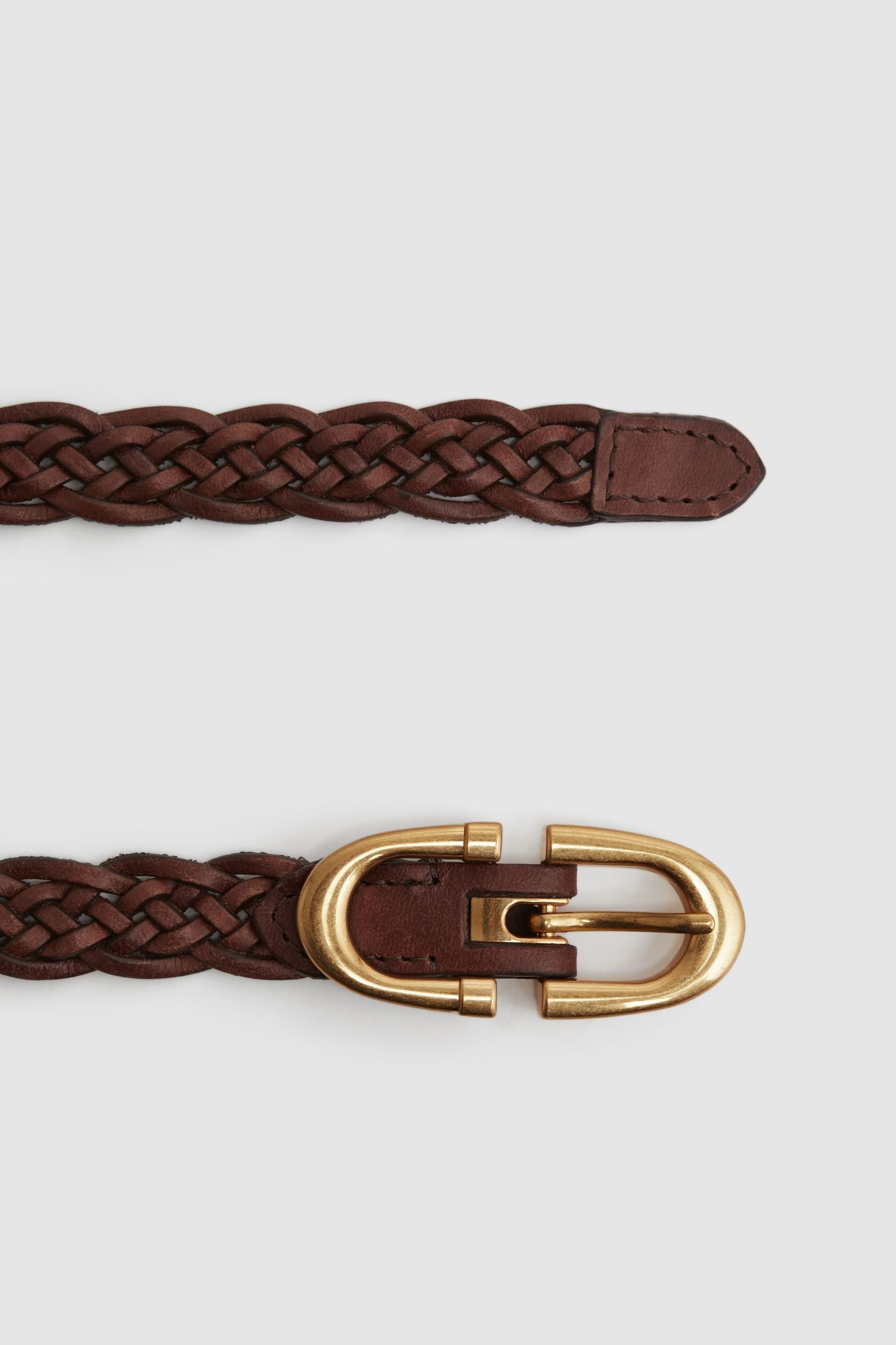 Reiss Tan Bailey Woven Leather Horseshoe Belt - Image 3 of 4