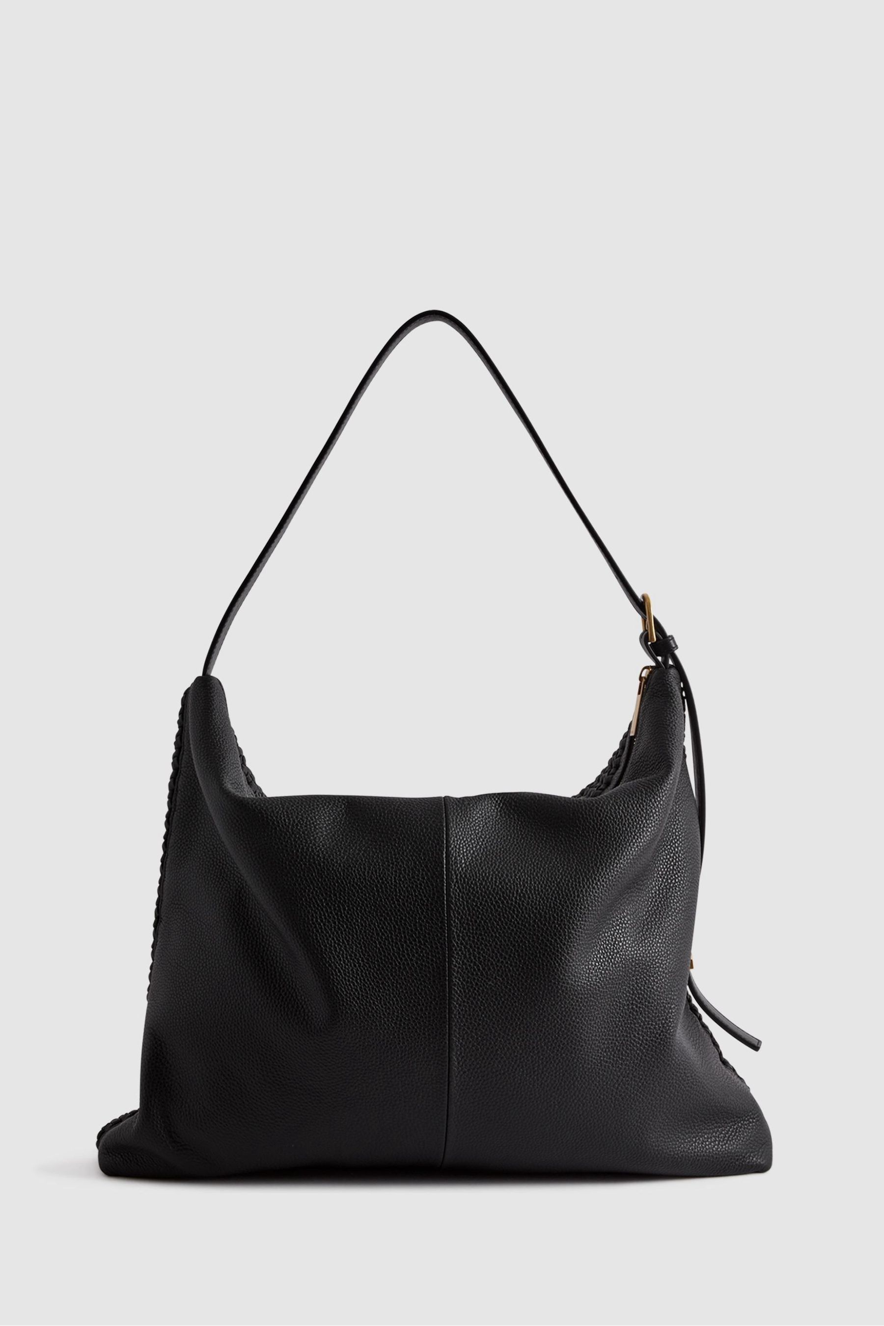 Buy Reiss Black Vigo Leather Woven Tote Bag from Next Georgia