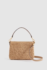 Reiss Tan Brompton Leather Raffia Pouch Bag - Image 1 of 6