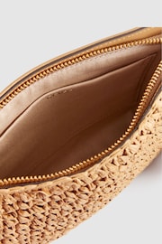 Reiss Tan Brompton Leather Raffia Pouch Bag - Image 4 of 6