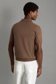 Reiss Pecan Brown Maxwell Merino Wool Half-Zip Polo Shirt - Image 5 of 7