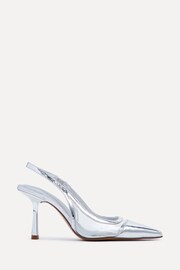 Linzi Silver Shyla Perspex Sling Back Court Style Heel Sandals - Image 2 of 5
