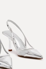 Linzi Silver Shyla Perspex Sling Back Court Style Heel Sandals - Image 4 of 5