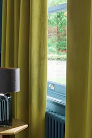 Lime Green Matte Velvet Blackout/Thermal Eyelet Curtains - Image 5 of 8