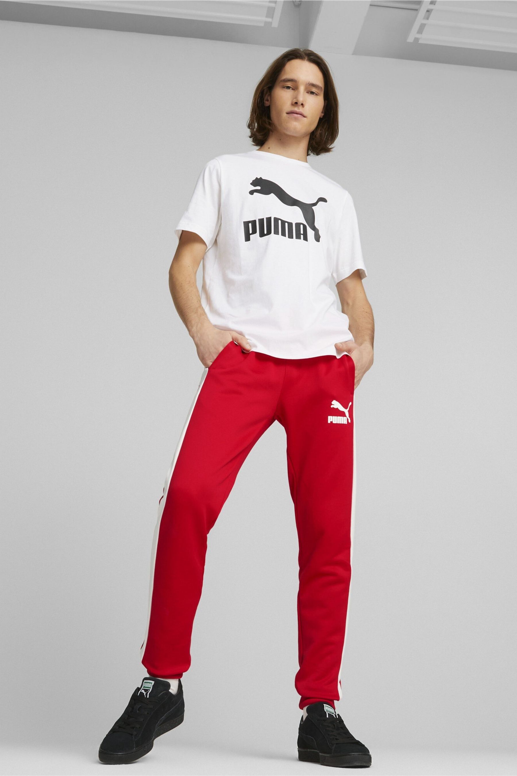 Puma red track pants clearance