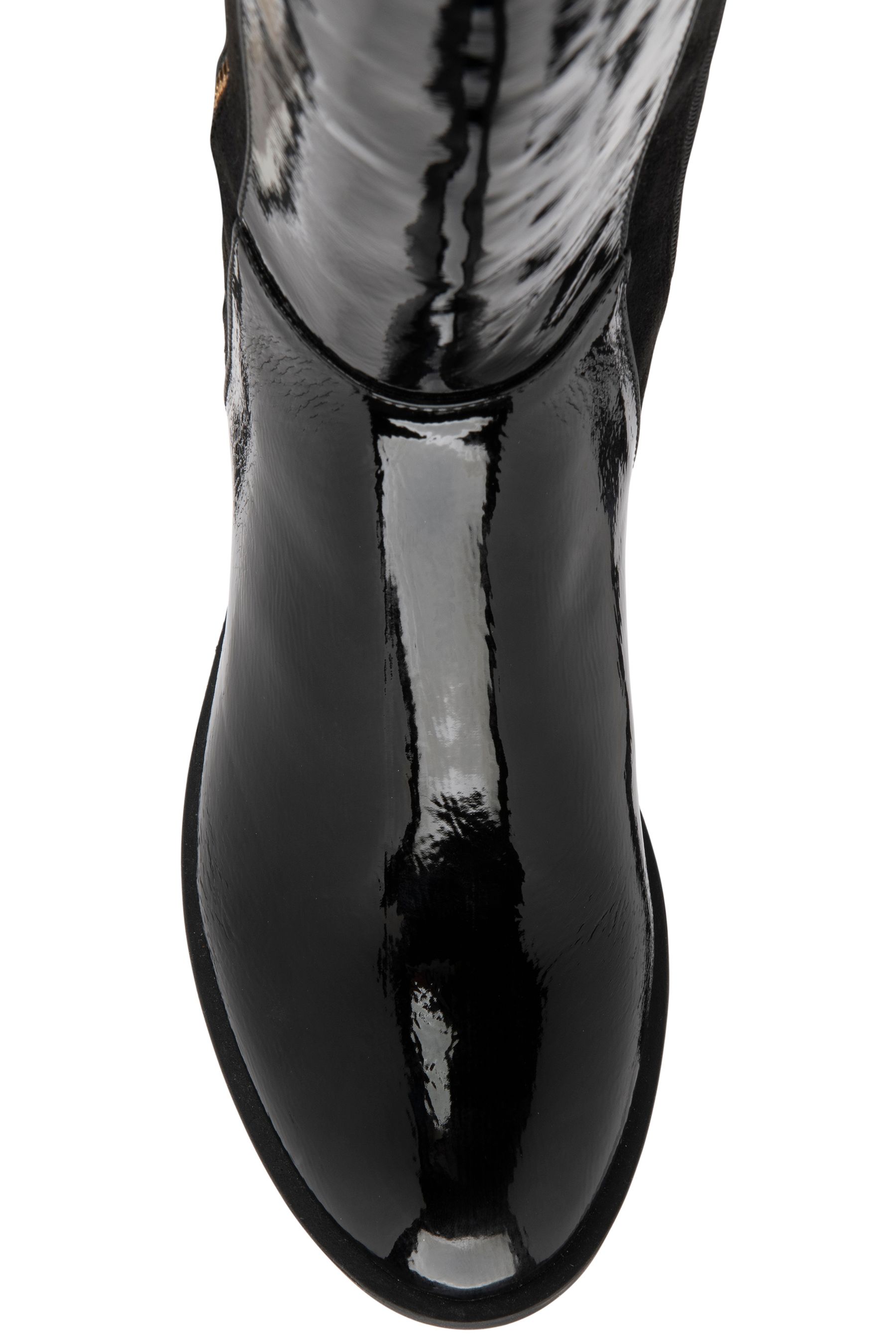 Patent knee high flat boots shop